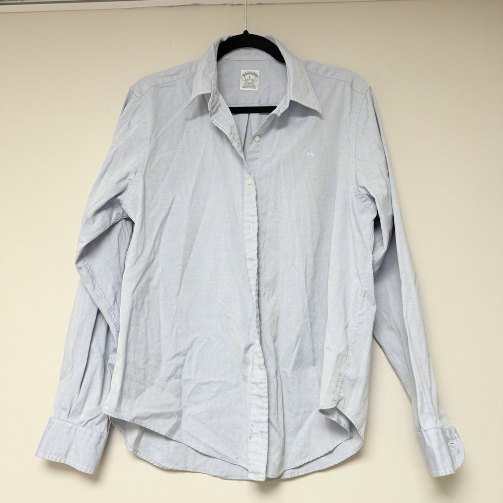 Brooks Brothers All Cotton Men's Blue Dress Shirt Size Large